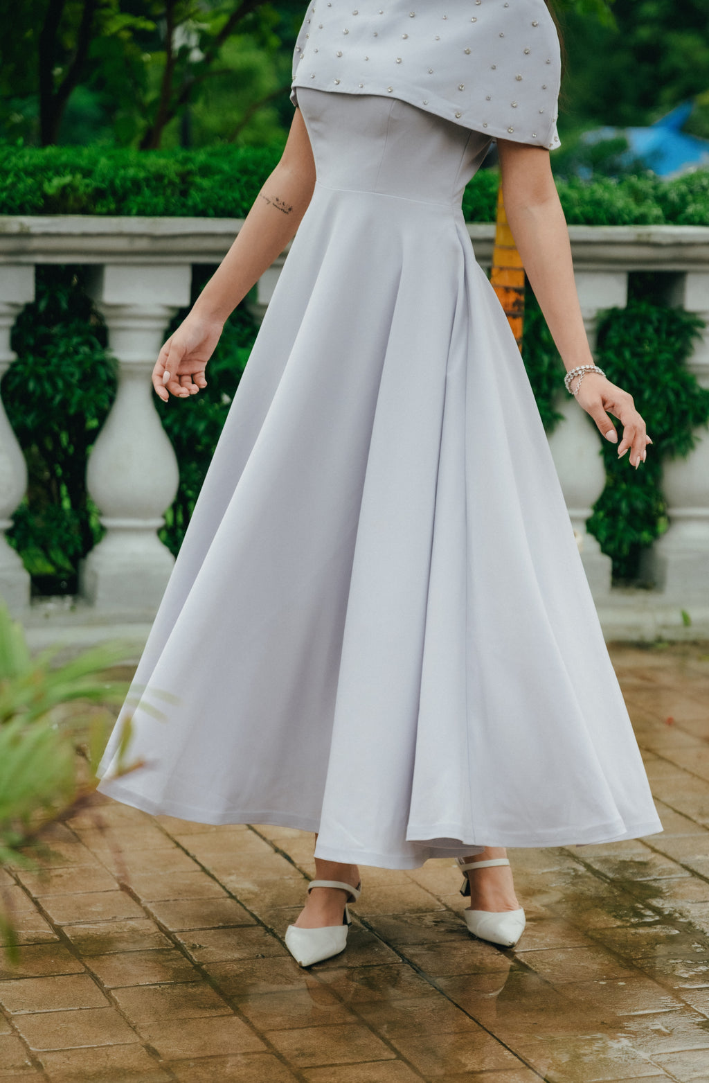 Frost Whisper Cape Dress