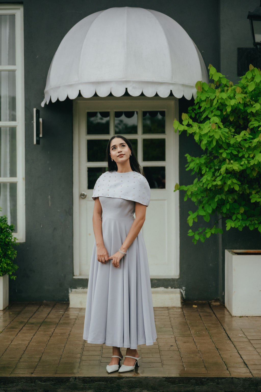 Frost Whisper Cape Dress